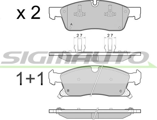 SIGMAUTO SPB460 - Bremžu uzliku kompl., Disku bremzes autospares.lv