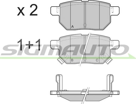 SIGMAUTO SPB485 - Тормозные колодки, дисковые, комплект www.autospares.lv