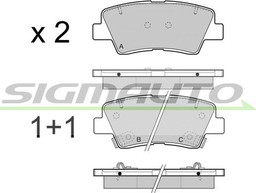 SIGMAUTO SPB471 - Тормозные колодки, дисковые, комплект www.autospares.lv