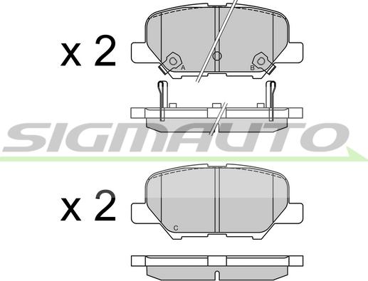 SIGMAUTO SPB555 - Bremžu uzliku kompl., Disku bremzes www.autospares.lv