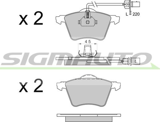 SIGMAUTO SPB506 - Bremžu uzliku kompl., Disku bremzes autospares.lv