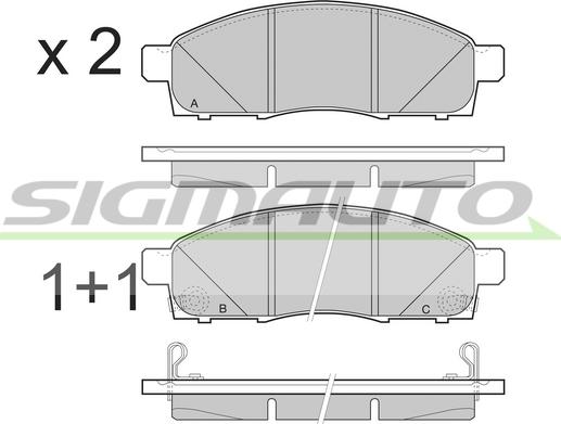 SIGMAUTO SPB501 - Bremžu uzliku kompl., Disku bremzes www.autospares.lv