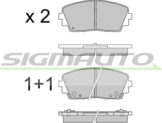 SIGMAUTO SPB532 - Тормозные колодки, дисковые, комплект www.autospares.lv