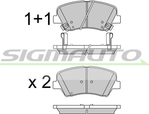 SIGMAUTO SPB529 - Тормозные колодки, дисковые, комплект www.autospares.lv