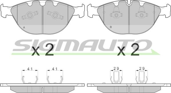 SIGMAUTO SPB095 - Bremžu uzliku kompl., Disku bremzes www.autospares.lv