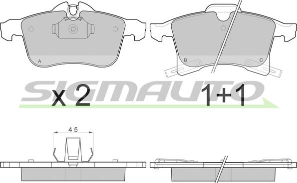 SIGMAUTO SPB093 - Bremžu uzliku kompl., Disku bremzes www.autospares.lv