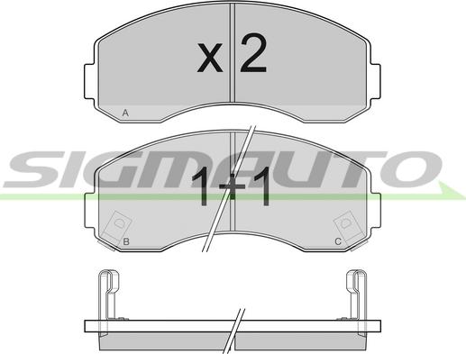 SIGMAUTO SPB044 - Bremžu uzliku kompl., Disku bremzes www.autospares.lv