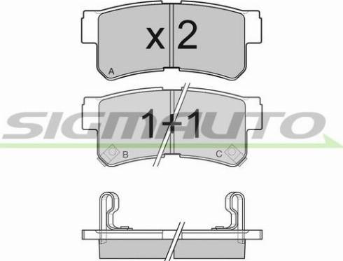 SIGMAUTO SPB043 - Bremžu uzliku kompl., Disku bremzes autospares.lv