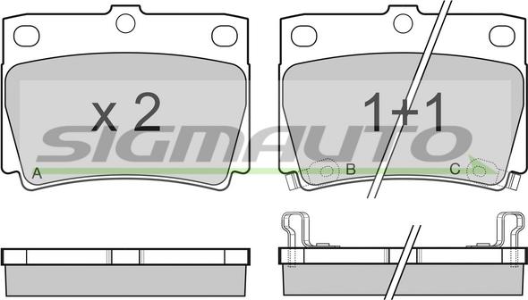 SIGMAUTO SPB057 - Bremžu uzliku kompl., Disku bremzes www.autospares.lv