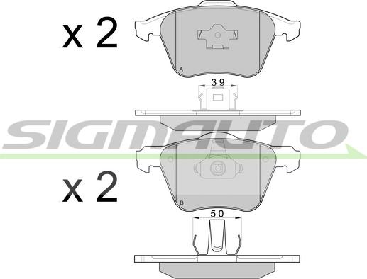 SIGMAUTO SPB062 - Bremžu uzliku kompl., Disku bremzes www.autospares.lv