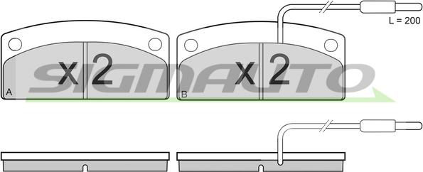 SIGMAUTO SPB002 - Тормозные колодки, дисковые, комплект www.autospares.lv