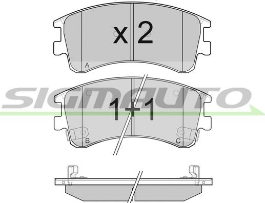 SIGMAUTO SPB089 - Bremžu uzliku kompl., Disku bremzes www.autospares.lv