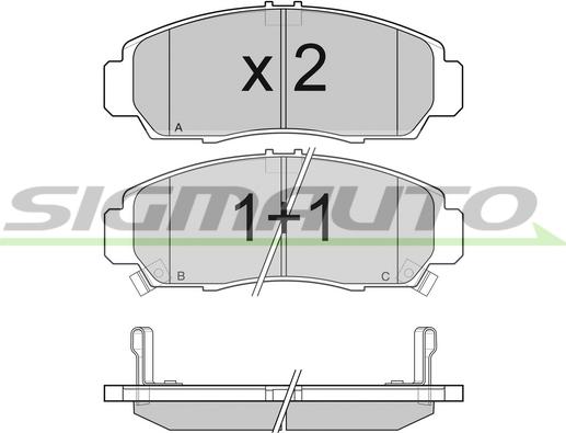 SIGMAUTO SPB083 - Тормозные колодки, дисковые, комплект www.autospares.lv