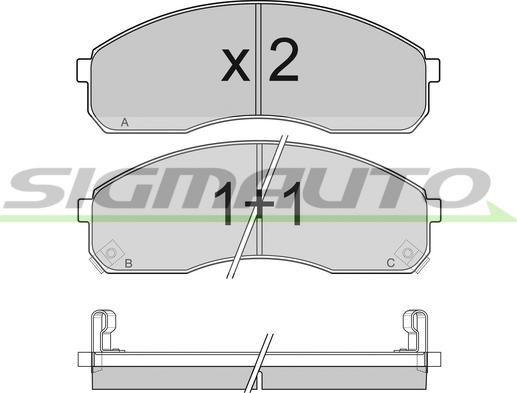 SIGMAUTO SPB039 - Bremžu uzliku kompl., Disku bremzes www.autospares.lv