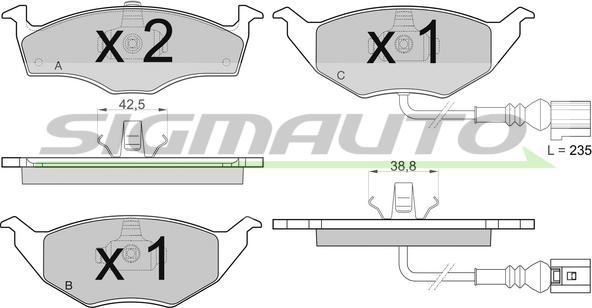 SIGMAUTO SPB031 - Тормозные колодки, дисковые, комплект www.autospares.lv