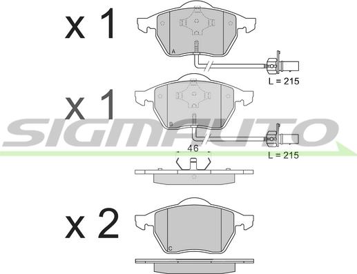 SIGMAUTO SPB071 - Brake Pad Set, disc brake www.autospares.lv