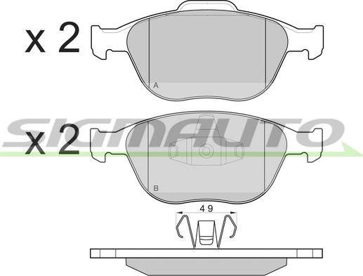 SIGMAUTO SPB078 - Bremžu uzliku kompl., Disku bremzes www.autospares.lv