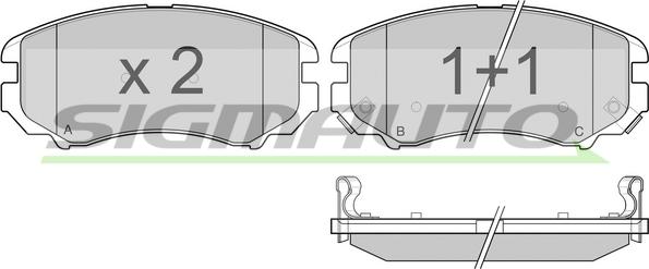 SIGMAUTO SPB146 - Тормозные колодки, дисковые, комплект www.autospares.lv