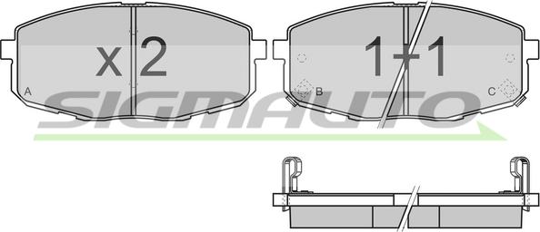 SIGMAUTO SPB147 - Тормозные колодки, дисковые, комплект www.autospares.lv