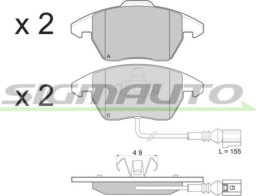 SIGMAUTO SPB103 - Brake Pad Set, disc brake www.autospares.lv