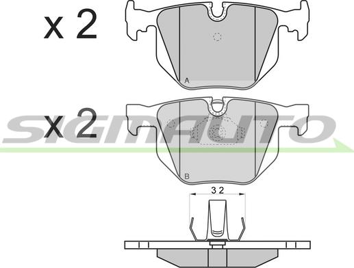 SIGMAUTO SPB102 - Bremžu uzliku kompl., Disku bremzes www.autospares.lv