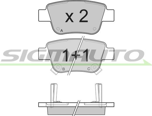 SIGMAUTO SPB112 - Bremžu uzliku kompl., Disku bremzes autospares.lv