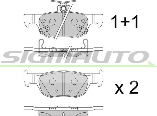 SIGMAUTO SPB862 - Тормозные колодки, дисковые, комплект www.autospares.lv