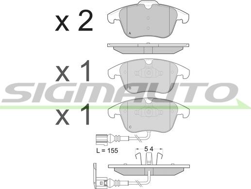 SIGMAUTO SPB394 - Bremžu uzliku kompl., Disku bremzes www.autospares.lv