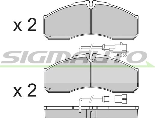 SIGMAUTO SPB360 - Тормозные колодки, дисковые, комплект www.autospares.lv