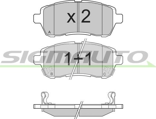 SIGMAUTO SPB316 - Тормозные колодки, дисковые, комплект www.autospares.lv