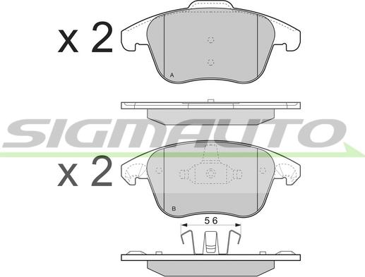 SIGMAUTO SPB330 - Тормозные колодки, дисковые, комплект www.autospares.lv