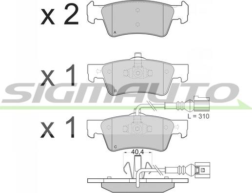 SIGMAUTO SPB372 - Brake Pad Set, disc brake www.autospares.lv