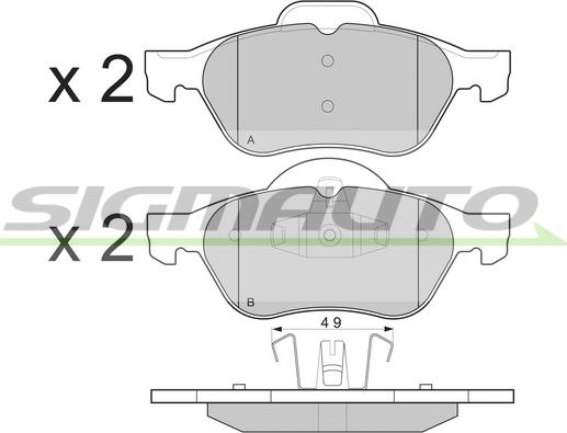 SIGMAUTO SPB264 - Тормозные колодки, дисковые, комплект www.autospares.lv