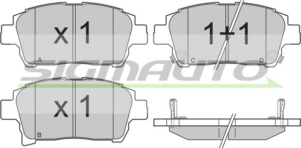 SIGMAUTO SPB201 - Brake Pad Set, disc brake www.autospares.lv