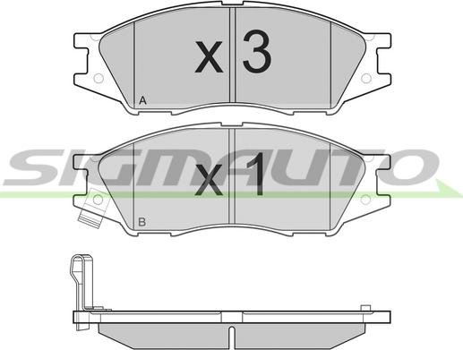 SIGMAUTO SPB208 - Тормозные колодки, дисковые, комплект www.autospares.lv