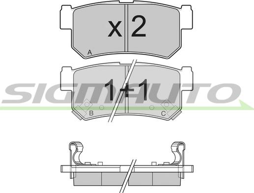 SIGMAUTO SPB203 - Bremžu uzliku kompl., Disku bremzes www.autospares.lv