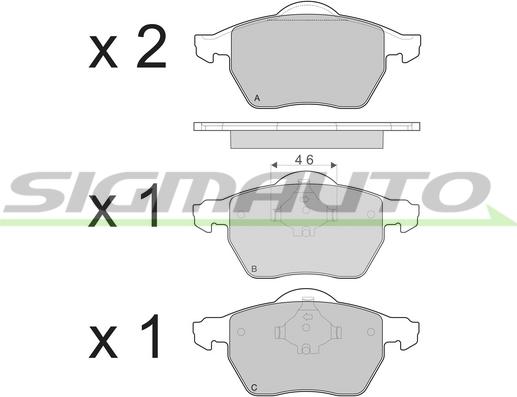 SIGMAUTO SPB213 - Brake Pad Set, disc brake www.autospares.lv