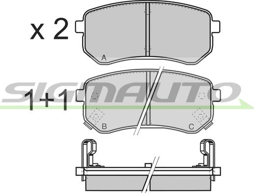 SIGMAUTO SPB212 - Brake Pad Set, disc brake www.autospares.lv