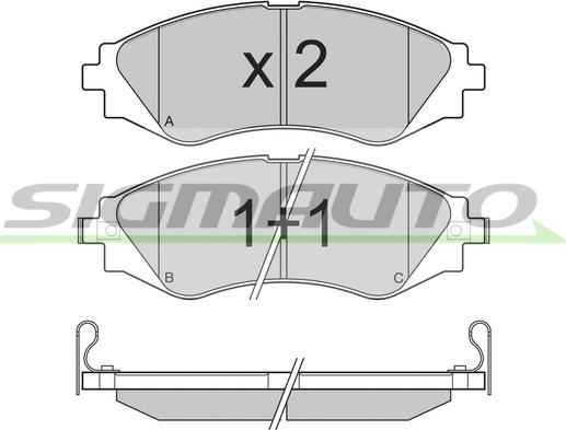 SIGMAUTO SPB234 - Bremžu uzliku kompl., Disku bremzes autospares.lv