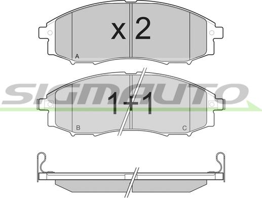 SIGMAUTO SPB230 - Bremžu uzliku kompl., Disku bremzes www.autospares.lv