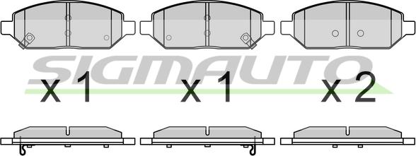 SIGMAUTO SPB767 - Тормозные колодки, дисковые, комплект www.autospares.lv