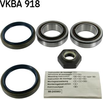 SKF VKBA 918 - Wheel hub, bearing Kit www.autospares.lv