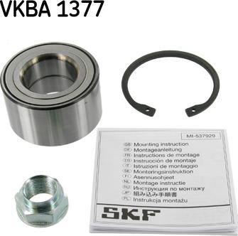 SKF VKBA 1377 - Подшипник ступицы колеса, комплект www.autospares.lv