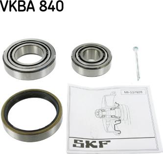 SKF VKBA 840 - Wheel hub, bearing Kit www.autospares.lv