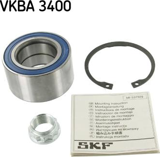 SKF VKBA 3400 - Wheel hub, bearing Kit www.autospares.lv