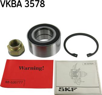 SKF VKBA 3578 - Подшипник ступицы колеса, комплект www.autospares.lv