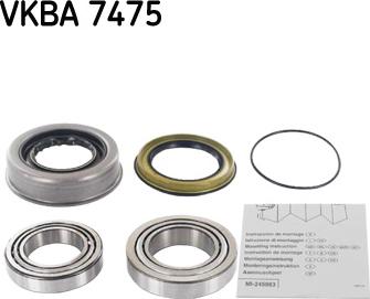 SKF VKBA 7475 - Wheel hub, bearing Kit www.autospares.lv