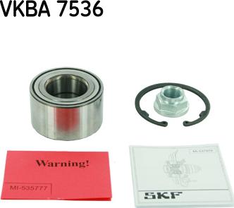 SKF VKBA 7536 - Подшипник ступицы колеса, комплект www.autospares.lv