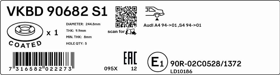 SKF VKBD 90682 S1 - Bremžu diski www.autospares.lv