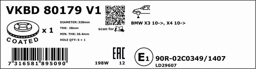 SKF VKBD 80179 V1 - Bremžu diski www.autospares.lv